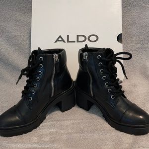 Aldo Woman’s Brania Black Combat Boots Sz 6.5